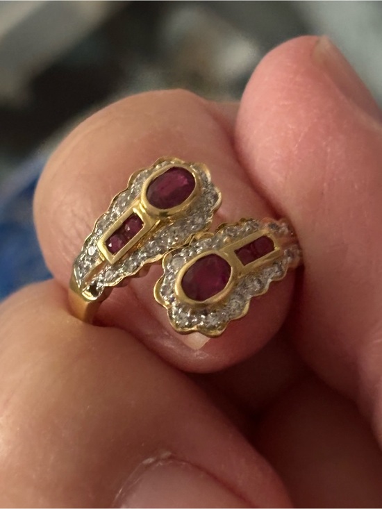 N/A Jewelry - 18K Gorgeous Ruby Ring With Diamonds Accents Vintage Ring 6.5